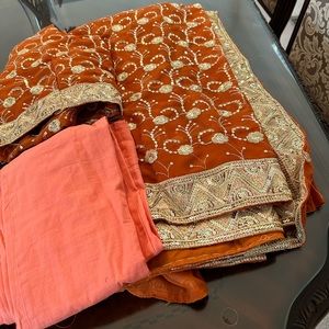 Chiffon Saree - Burnt Orange